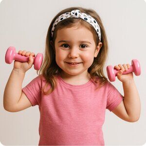 Kids Fitness 1lb Pink Soft Lightweight Dumbbells Set Home Workout Hand Weights